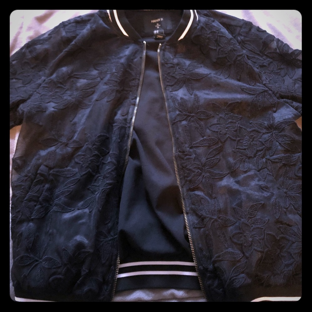 B&W floral/ mesh jacket